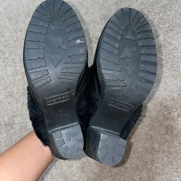 Hunter Bruson Women's Black Leather Shearling Mules Platform Shoes Clogs 9 - Picture 5 of 6